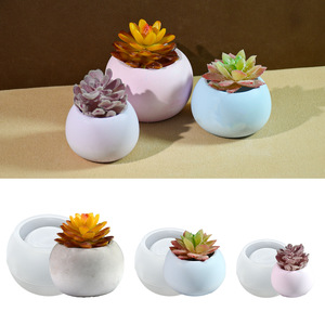 Molde de silicona DIY para maceta pequeña redonda, caja de almacenamiento de aromas, maceta para plantas suculentas, diseño moderno y sencillo, modelo DIY000040 en stock - Product Image 1