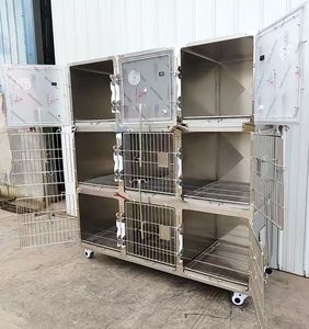 Cage pour <span class=keywords><strong>chien</strong></span> en acier inoxydable de qualité commerciale, style classique et simple, grande cage carrée en métal avec plateau pour cliniques vétérinaires et animaleries - Product Image 4