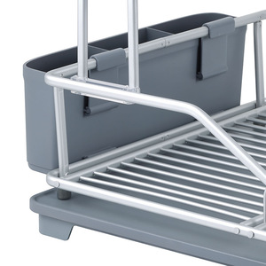 キッチン用耐久性のあるモダンな二層アルミ製食器乾燥ラック、食器やボウル用の多機能収納付き - Product Image 4