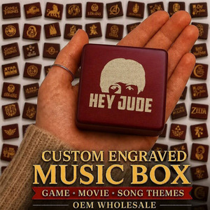 Caja de Música Sankyo de Madera Mini de 18 Notas con Manivela, Diseño Moderno, Grabado de Película, Regalo OEM, Color Rojo Vino, Modelo Journey Anastasia - Product Image 1
