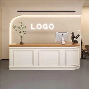 Bureau de réception LED de luxe français moderne Sincoo pour salons de beauté, salons de manucure, salons de coiffure, salons de barbier - Design en bois personnalisable - Product Image 2