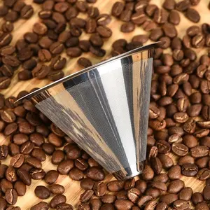 Übergießen Kegel 3 Tassen Kaffee-Tropfer wiederverwendbar Edelstahl Kaffee-Filter Netz mit Tassenständer