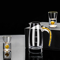 Verres à shot de vodka en cristal avec logo personnalisé, style américain, en feuille d'or 24 carats, faits à la main, coffret cadeau de 6 pièces, cadeaux d'affaires, 15 ml, agitable