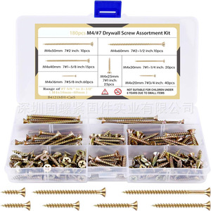 M4 #7 Drywall Screw Assortment Kit 180pcs Metric Black Flat Head Self Tapping Screws For Drywall Fixing - Product Image 2
