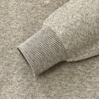 Pull en maille pour femme à col polo mi-zippé, gris chiné, en tissu texturé subtil, avec épaules tombantes et manches longues à revers côtelés