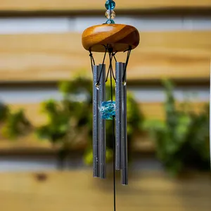 Wholesale Wooden Top Home Decoration Water Color Mini Garden Japanese Wind Chime Crystal