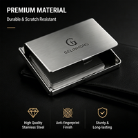 Porte-cartes de visite en métal de luxe avec logo personnalisé, étui à nom en acier inoxydable, design élégant, format de poche, boîte cadeau personnalisée