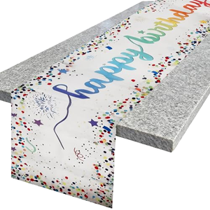 Polyester Table <b>Runner</b> Reusable <b>Washable</b> Fabric for Birthday Party Home Dining Room Tea Coffee Table Decor - Product Image 1