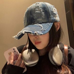 Women's New Washed Denim Baseball Cap Trendy Distressed Outdoor Daily Fashion Baseball <b>Hats</b> - Product Image 2