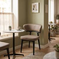 Chaise de salle à manger minimaliste en cuir PU gris avec cadre en métal, chaises rembourrées modernes de style nordique