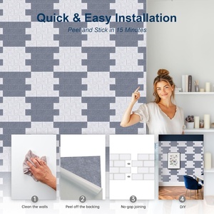 Paneles decorativos de ladrillo acústico autoadhesivo de <span class=keywords><strong>Luna</strong></span> y gris plateado, bloqueador de ruido, azulejos de pared de fieltro para el hogar, oficina y sala de juegos - Product Image 5