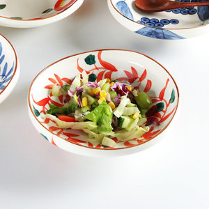 Plato Ovalado de Cerámica Hecho a Mano con Diseño Oriental y Patrón de Plantas Bajo la Esmaltura - Product Image 4