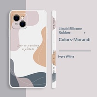 Coque de téléphone portable antichoc en silicone liquide personnalisable, design abstrait color-block, style Ins, pour iPhone 13/13 Mini/Pro Max