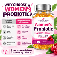 Gélules Probiotiques Personnalisées pour Femmes, Formule Exclusive Canneberge 14 Souches, Santé Vaginale et Urinaire, 120 Unités, Certifié BPF