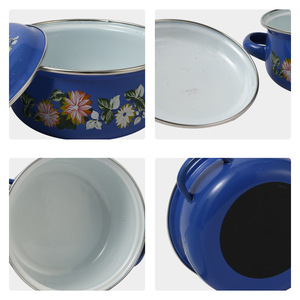 Juego de Ollas de Esmalte Clásico de Seis Piezas para Hornear Natillas con Tapa de Vidrio, Duradero, Apto para Lavavajillas, Sostenible para Cocina de Gas e Inducción - Product Image 4