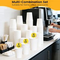 Gobelets à café en papier 12 oz, lot de 100, blancs, jetables, biodégradables, résistants à la chaleur, étanches, robustes, pour la maison/les petits mariages