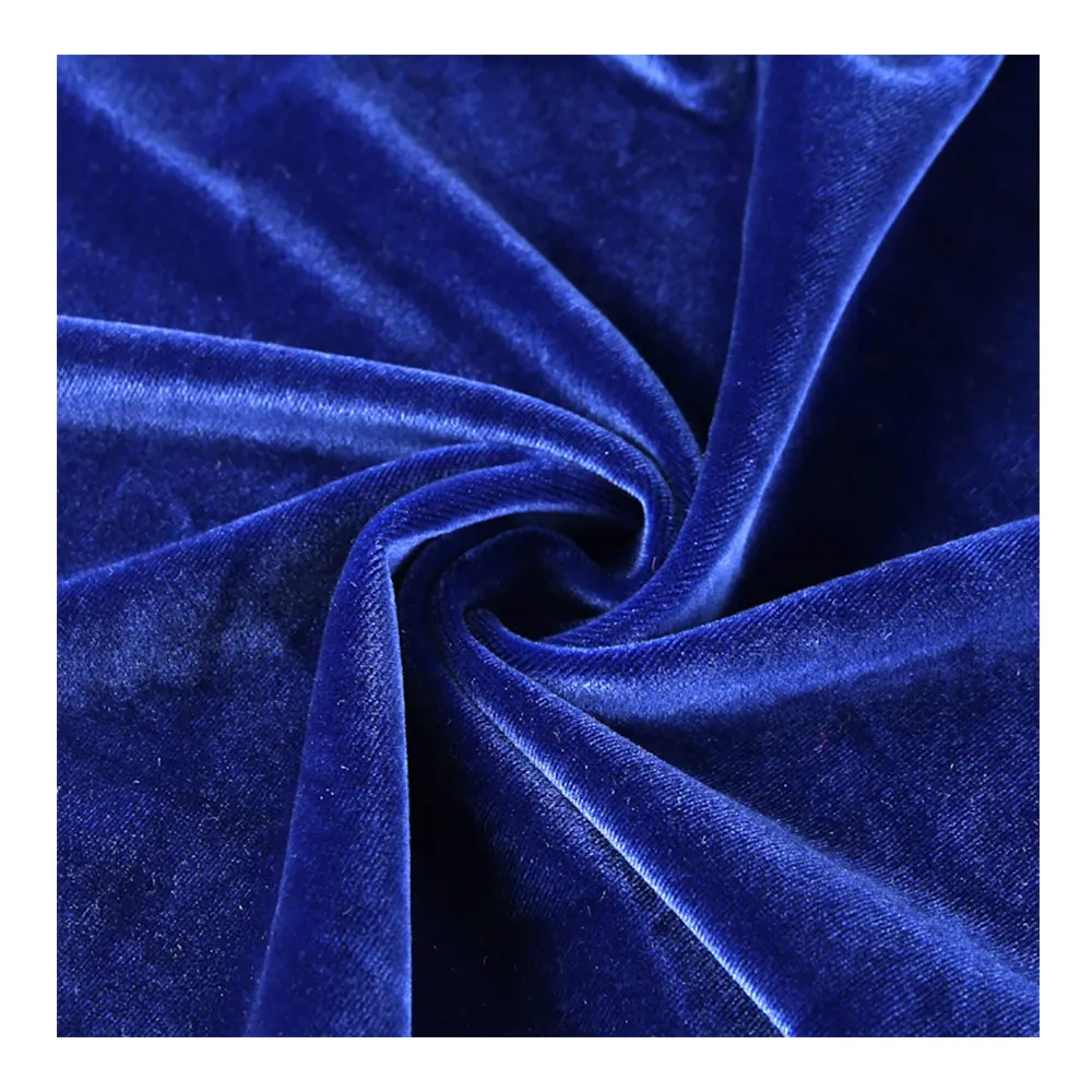 95Polyester 5Spandex Royal Blue Chải Sang Trọng Stretch Velvet Vải Cho Đồ Ngủ Dresses