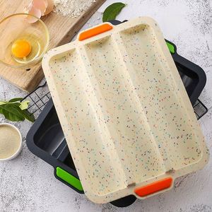Factory <b>Price</b> <b>Oven</b> Safe Non Stick Heat Resistant Baking Pan 3 Cavity Silicone French Bread Tray for baguette - Product Image 3