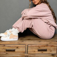 Setelan Olahraga Wanita Custom Streetwear, Dua Potong, Sweatshirt Lengan Panjang Kerah Kru dan Celana Olahraga