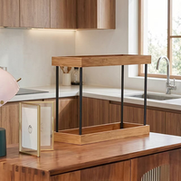 Étagère de rangement moderne à double niveau en bois pour épices, sel et poivre, pour cuisine et garage