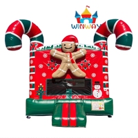 Château gonflable de Noël en PVC en gros avec motif Bonhomme en pain d'épices pour fêtes de Noël et événements festifs