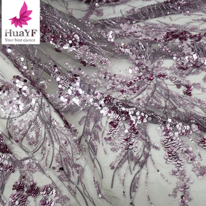 HY2181-5 Pizzo Francese <span class=keywords><strong>Rosa</strong></span> Polvere con Perline 3D e Paillettes, Tessuto in Pizzo Ricamato con Fiori - Product Image 6