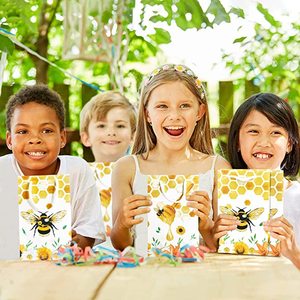 Sacs cadeaux pour enfants filles abeille miel fournitures de fête d'<span class=keywords><strong>anniversaire</strong></span> bonbons friandises <span class=keywords><strong>Goodies</strong></span> faveurs sacs avec poignée - Product Image 4