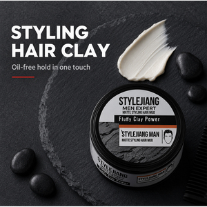 Argile coiffante mate 100g pour hommes, tenue forte, volume naturel, texture volumineuse, fini non gras, coiffage barbier, marque privée - Product Image 1