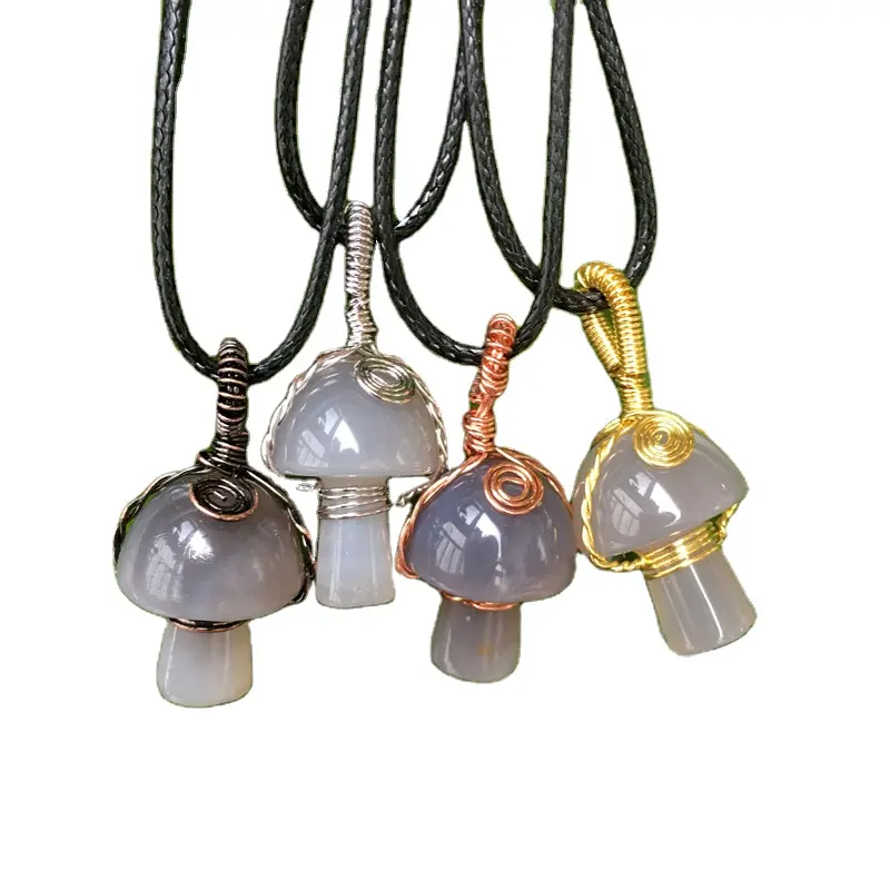 Pendentif champignon en pierre de guérison en cristal pour la fabrication de bijoux de mode, accessoires de bijoux pour femmes