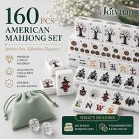 Juego de Mahjong de Lujo Moderno Estilo Telaraña de Halloween, Fichas de Acrílico Grabadas, Juego Duradero para Entretenimiento de Adultos