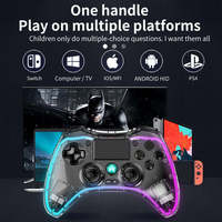 Control de Juego Inalámbrico AOLION RGB con Joystick Dual Hall, Gatillos Hall, Panel Táctil de 6 Ejes, Vibración, Transparente, para PC y Switch