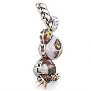 Pendentif Breloque Animal en Argent 925 avec Micro-Incrustation de Zircon, Pavé Complet de Zircons Ronds Brillants, Cadeau Bijou - Product Image 2