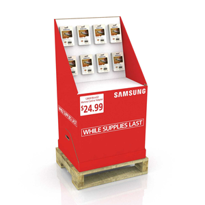 Expositor de cartón promocional para supermercados y tiendas, de medio palet, personalizado, POP de 3 lados, para faldones de suelo minoristas - Product Image 2