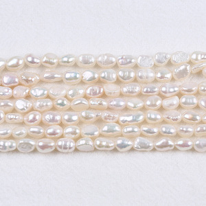 Chaîne de perles semi-finies en nacre d'eau douce régénérée de rivière blanche de 4-5 mm pour aquaculture, pour création de bijoux DIY, avec perles colorées dispersées - Product Image 5