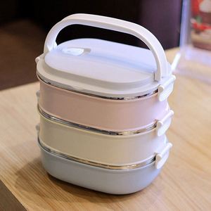 304 Stainless Steel <b>Insulated</b> <b>Lunch</b> <b>Box</b> 3 Layers Large Capacity Square Work for Student Work for Food Storage - Product Image 2
