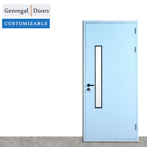 Portes doubles durables en acier pour le public <span class=keywords><strong>Porte</strong></span> d'entrée d'hôpital en acier plat en verre isolant style ouvert de balançoire pour l'intérieur de l'école - Product Image 2