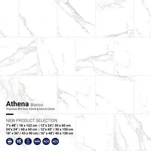 Pavimento de luxo italiano 4.5/5/5, 5mm, design de mármore estatuario, atacado, piso vinil branco com revestimento uv e sistema de clique