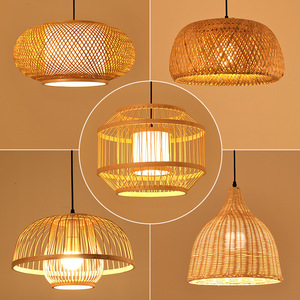 Lampada da soffitto in legno con paralume in <span class=keywords><strong>vimini</strong></span> in <span class=keywords><strong>vimini</strong></span> moderno fatto a mano lampada da soffitto a parete retrò lampadario in tessuto per la casa minimalista costiero - Product Image 3