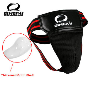 GINGPAI rosso nero adulto maschio MMA sospensorio Sanda Taekwondo Kick Boxing maglia traspirante ingegneria plastica protezione protezione - Product Image 3