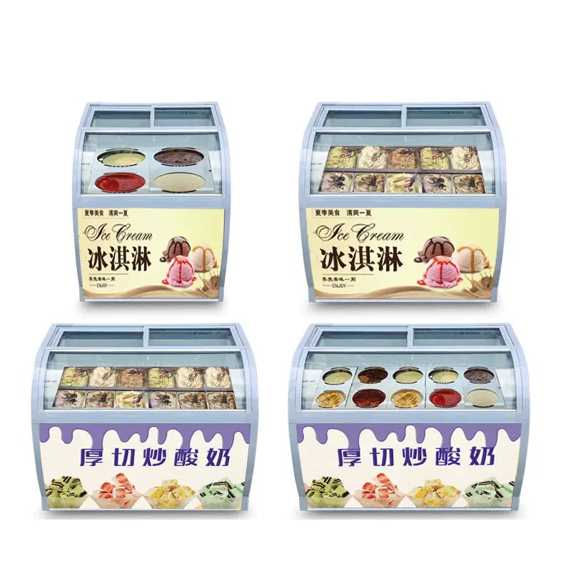 Mini gelato ekran dondurucu yatay ticari iki kapı gelato dondurma cam kapi ekran dondurucu