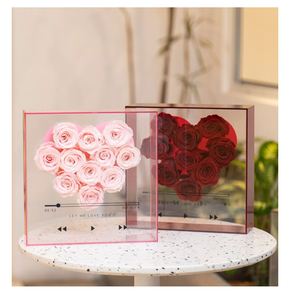 Luxury Acrylic <b>Box</b> Transparent Square Flower <b>Box</b> <b>CD</b> Style Creative Gift <b>Box</b> for Valentine's Day - Product Image 3