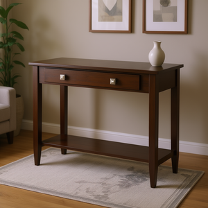 Consolle Richmond con gambe affusolate in legno massello, mobile moderno per ingresso - Product Image 2