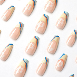 Ms.Miemie 24 <span class=keywords><strong>Uñas</strong></span> Postizas Extra Largas Estilo Francés, <span class=keywords><strong>Uñas</strong></span> de Presión ABS, Color Azul y <span class=keywords><strong>Amarillo</strong></span>, Bloqueadas por Color, Reutilizables, <span class=keywords><strong>Uñas</strong></span> Artificiales - Product Image 3