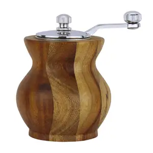 Hohe Qualität Holz-Salz- und Pfeffermühle manuelle Mini-Pfeffermühlen und Rührbecher Küchenzubehör für BBQ-Pulver-Dredger