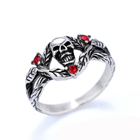 Bague en acier inoxydable Non ternie, bague rétro gothique en Zircon rouge, squelette de vigne, Punk pour femmes et filles