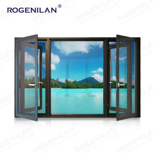 Rogenilan Aluminium Stratifié Verre Fenêtre battante Villa Extérieur Casement Bay Windows Avec Image Fixe Fenêtre - Product Image 2
