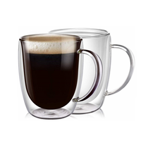 IKOO 350ml Tasses de voyage en verre borosilicate transparent faites à la main, isolées, à double paroi, sans BPA, résistantes à la chaleur, compatibles lave-vaisselle et micro-ondes