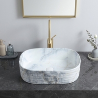 Lavabo en céramique de forme ovale avec robinet à levier, pour salle de bain, lavabo de toilette, idéal pour les hôtels