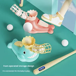 Dolphin Foot Pedal Plastic Baseball Launcher Parent-Child Interactive Outdoor Pitching Toy Set <b>Dropshipping</b> - Product Image 3