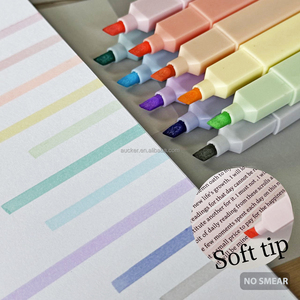 10 surligneurs carrés esthétiques <span class=keywords><strong>pastel</strong></span>, mignons et aux couleurs terreuses, surligneurs et stylos pour Bible, sans bavure, avec pointe biseautée - Product Image 1